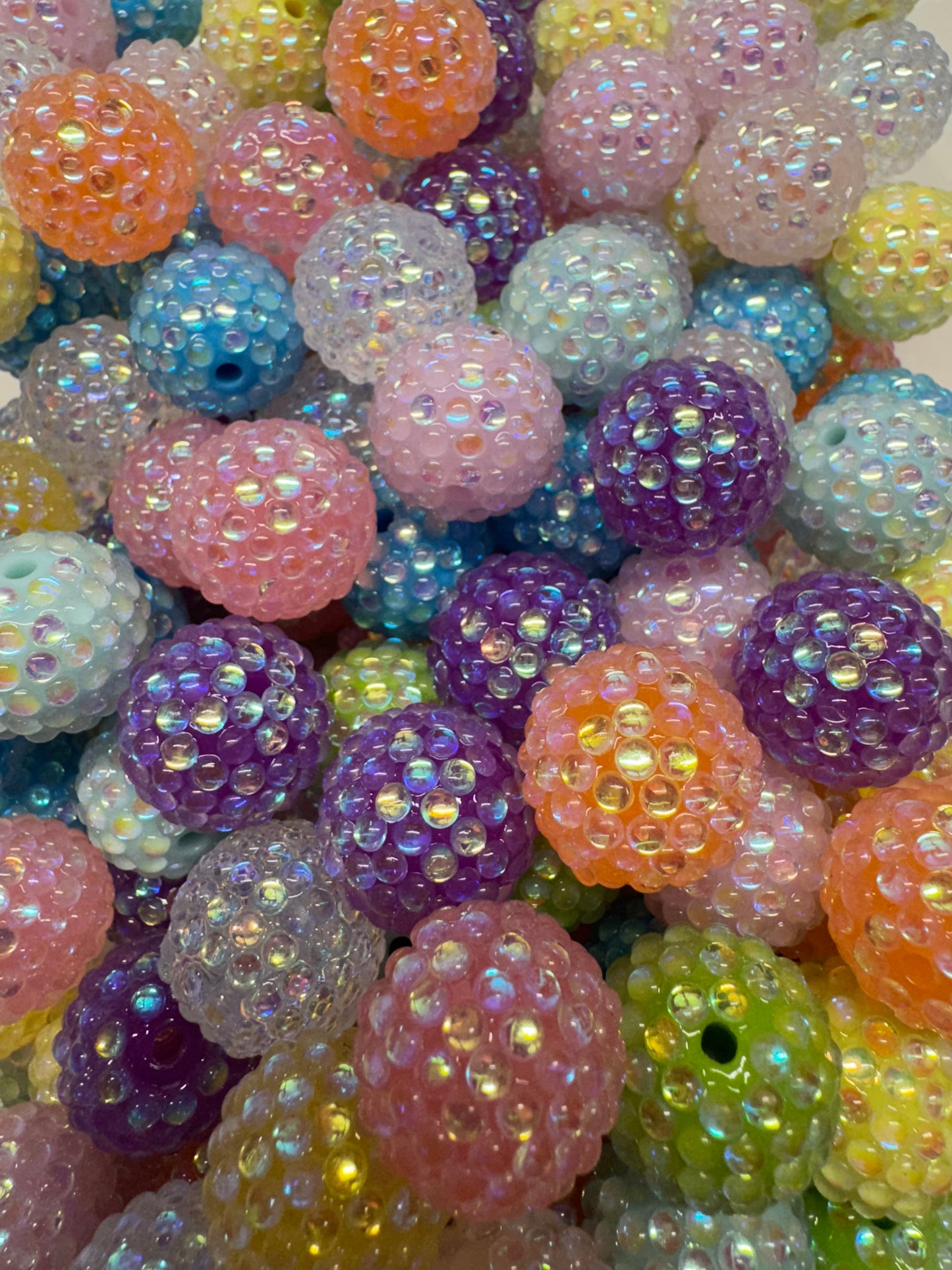 20mm jelly iridescent rhinestone mix  (10pcs)