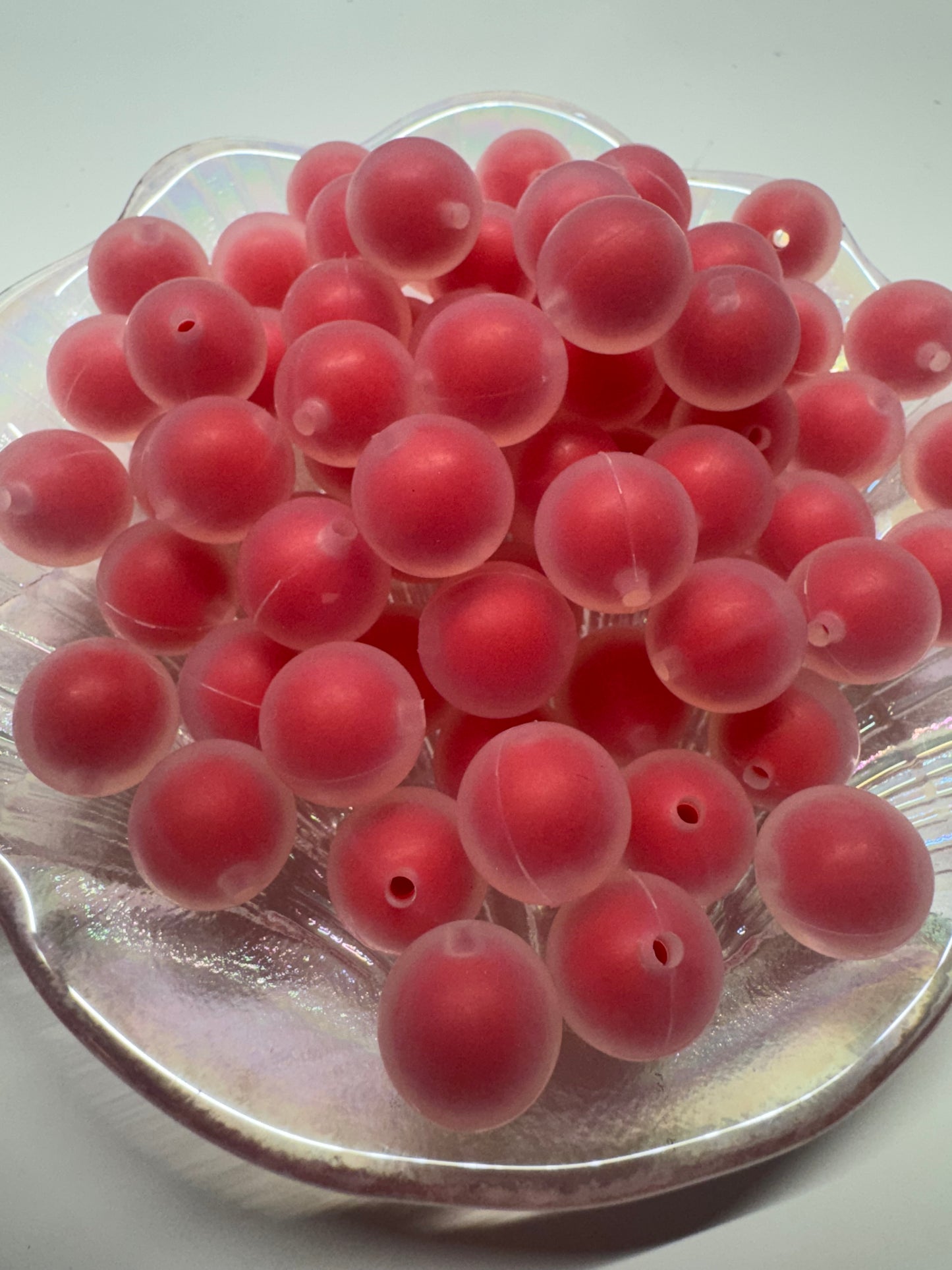 Frosted double layer silicone beads 15mm (1pc)